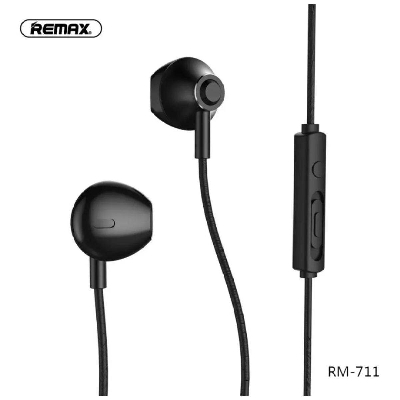 Picture of Remax RM 711 Earphone Wired Headset Noise Cancelling Fashion In-Ear Earphone For Mobile phone-Black