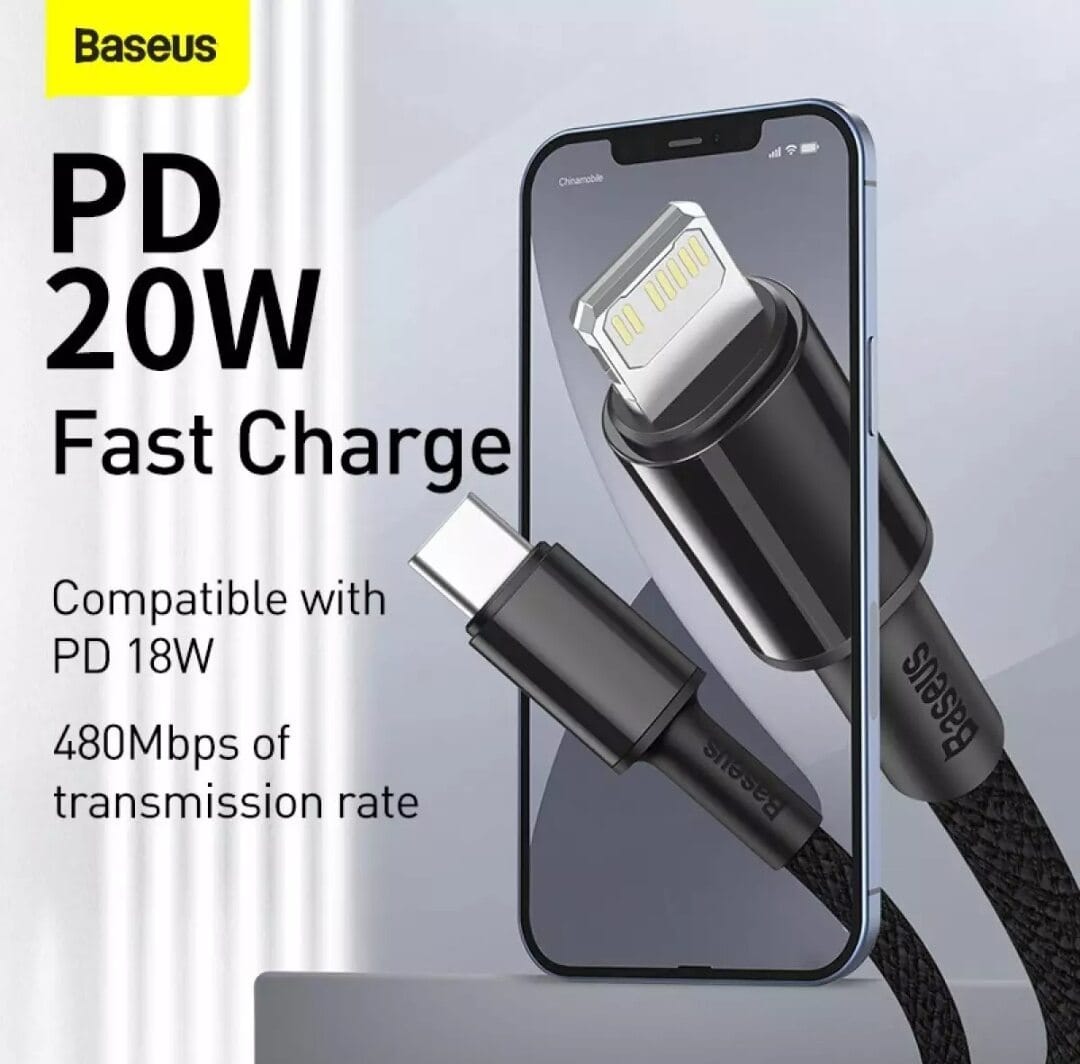 Picture of Baseus USB C to Lighting Cable for iPhone 20W PD Fast Charge-1M-Black