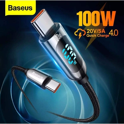 Picture of Baseus 100W Type C to Type C Display Cable Fast Charging Data Cable 5A PD Quick Charge - 1M-Black