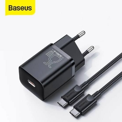 Picture of Baseus Super Si Quick PD Charger 1C 25W EU Sets With Type-C to Type-C Cable-Black