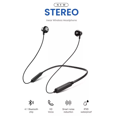 Picture of UiiSii BN22 Hanging Neck Wireless Bluetooth Earphone-Black-Black