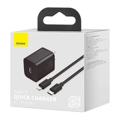 Picture of Baseus Super Si USB C Charger 20W For iPhone 11 iphone 12 iphone 13 iphone 14 Support Type C PD Fast Charging Portable Phone Charger With cable-Black