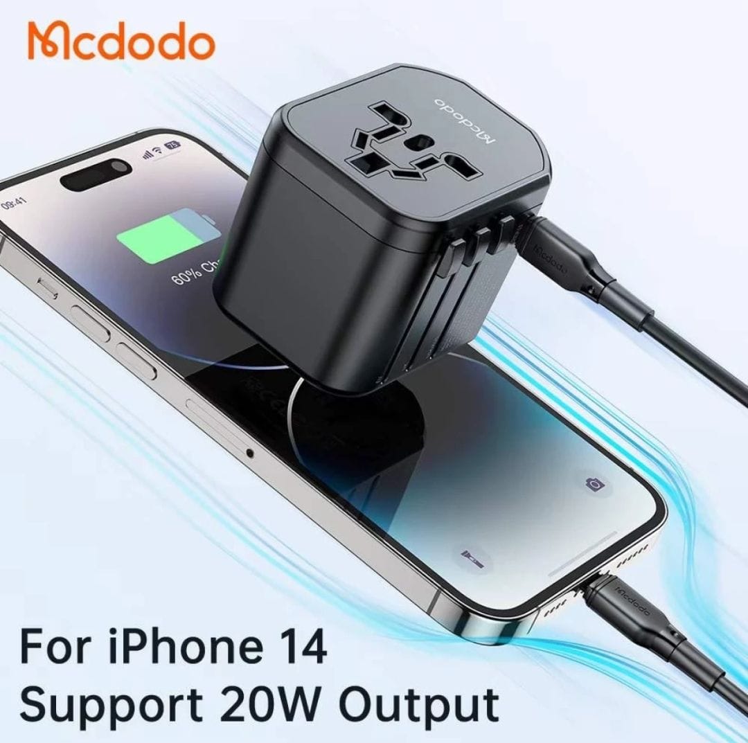 Picture of Mcdodo CP-3471 PD 20W Fast Charging Universal Travel Adapter-Black