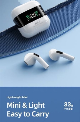 Picture of Remax TWS-10 Plus Dynamic Mini HIFI Metal Bluetooth Headphones Digital Display In Ear St...-White