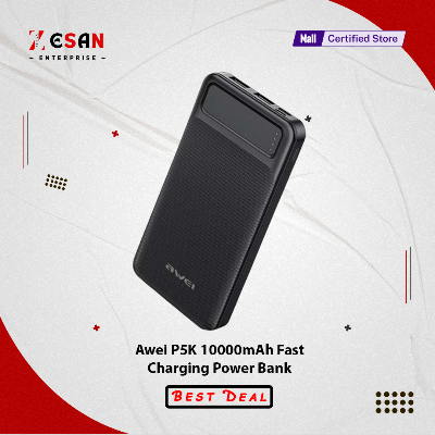 Picture of Awei P5K 10000mAh 2.1A Fast Charging Power Bank-Black