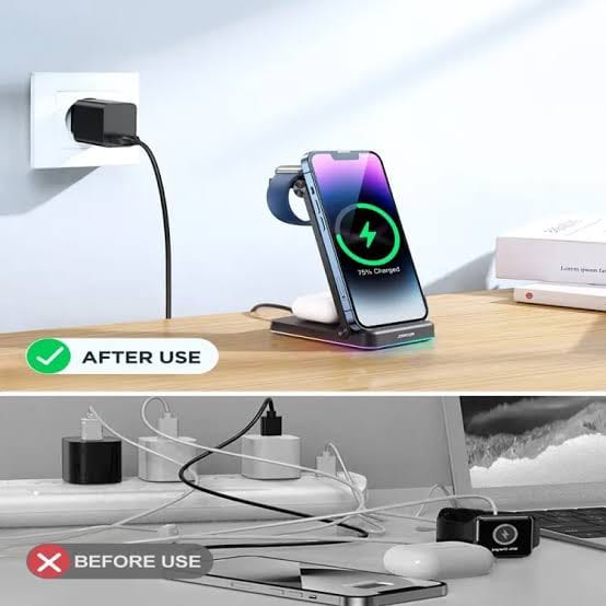 Picture of JOYROOM JR-WQN01 3 in 1 Magnetic Charging Station-Black