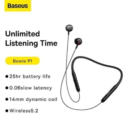 Picture of Baseus Bowie P1 Half-In-ear Neckband Wireless Earphone-Black