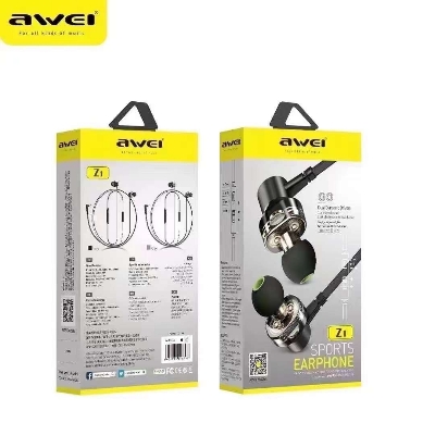 Picture of Awei Z1 Dual Driver 3.5mm Wired Sports Earphone-Black