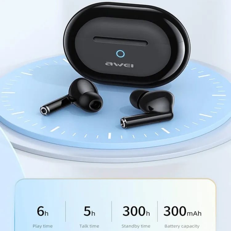 Picture of Awei T61 Wireless Bluetooth 5.3 Earphones Sport Noise Reduction ENC Headphones-Black
