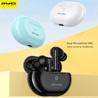 Picture of Awei T61 Wireless Bluetooth 5.3 Earphones Sport Noise Reduction ENC Headphones-Black