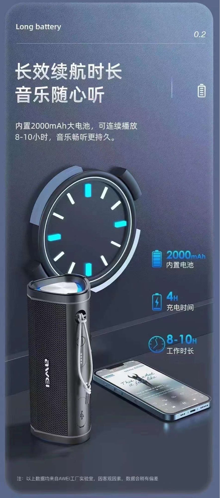 Picture of Awei Y331 Portable Bluetooth Speaker-Black