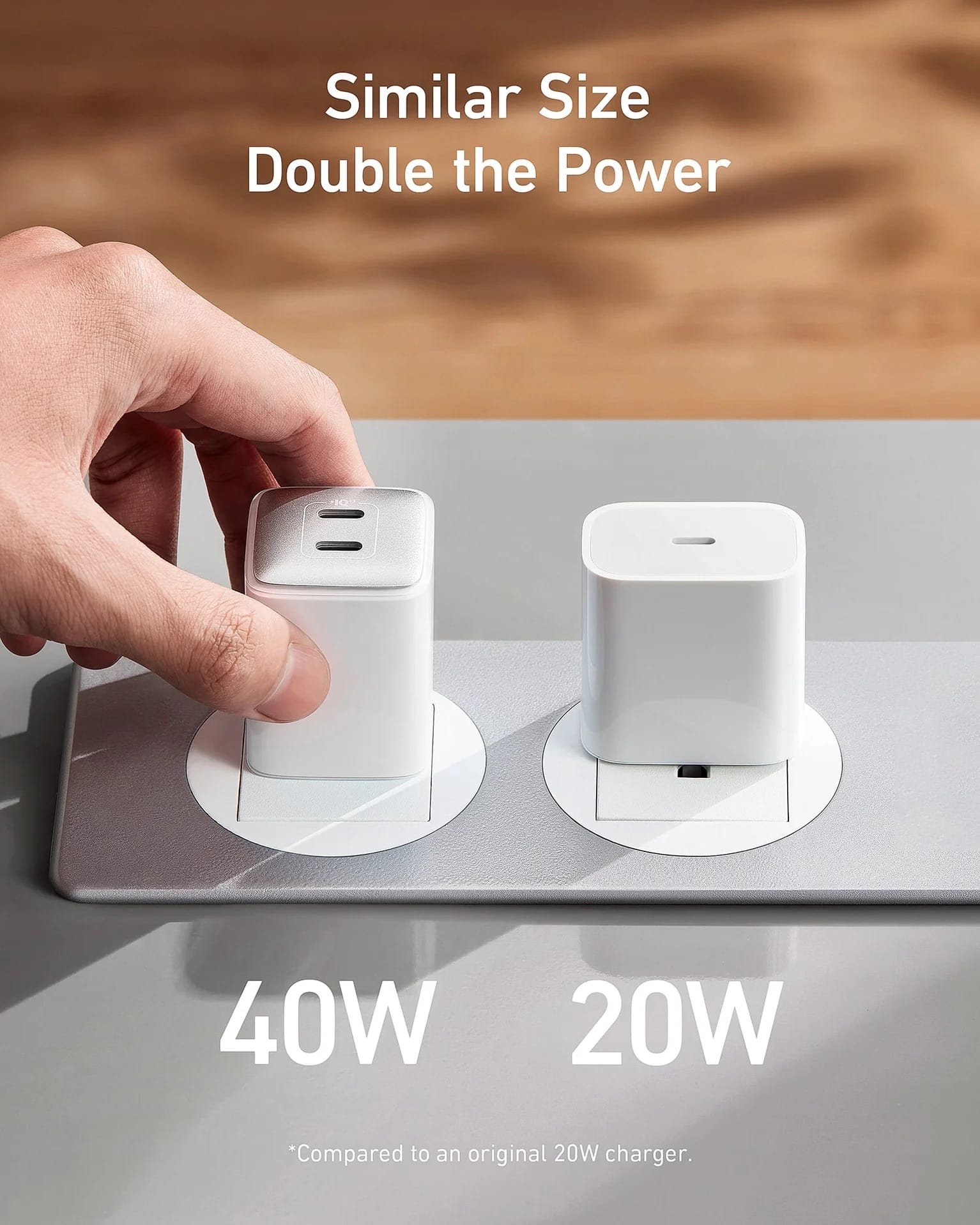 Picture of Anker 521 Charger Nano Pro 40W PIQ 3.0 Dual Port Compact Fast USB C Charger fo...-White