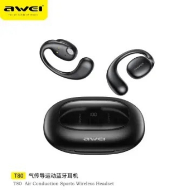 Picture of Awei T80 OWS Bluetooth Air Conduction Earbuds Headset With Mic-Black