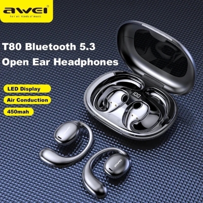 Picture of Awei T80 OWS Bluetooth Air Conduction Earbuds Headset With Mic-Black