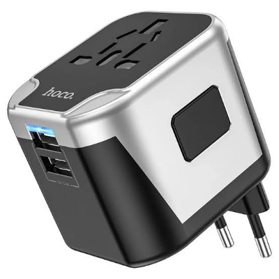 Picture of Hoco AC5 2USB+1Socket Universal Conversion Charger-Black