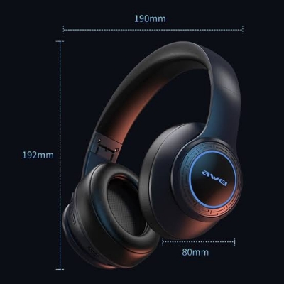 Picture of Awei A300BL Wireless Headset Strong Bass Stereo Foldable LED Breathing Lighting With Built-in-Black