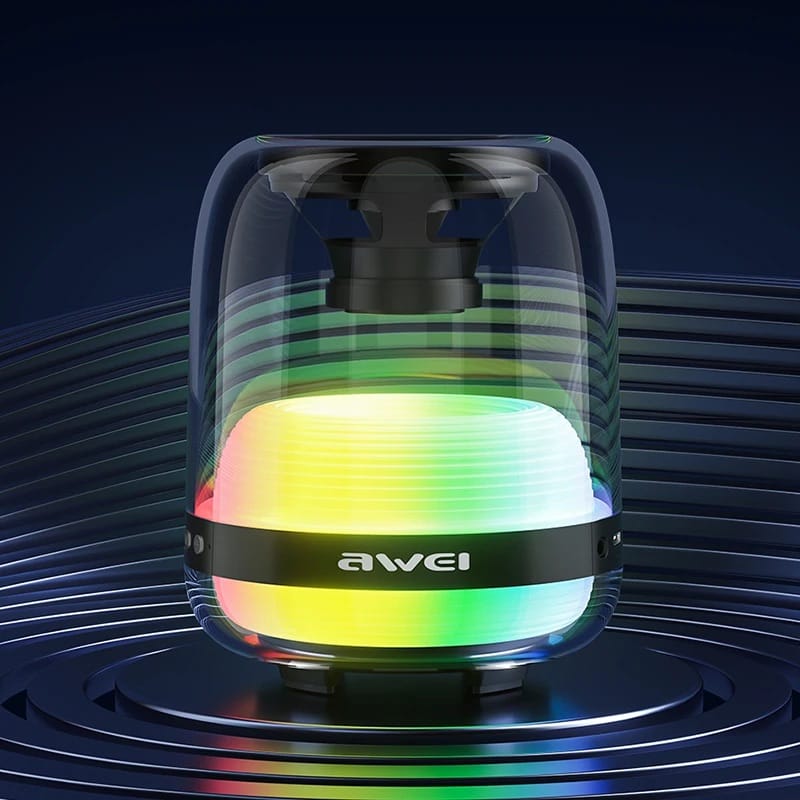 Picture of Awei Y386 Bluetooth Mini Speaker Colorful LED Subwoofer HiFi Sound Box Portable MP3 Music Sound Column For PC Smartphone-Aqua