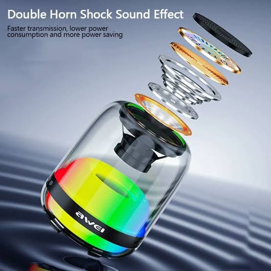 Picture of Awei Y386 Bluetooth Mini Speaker Colorful LED Subwoofer HiFi Sound Box Portable MP3 Music Sound Column For PC Smartphone-Aqua