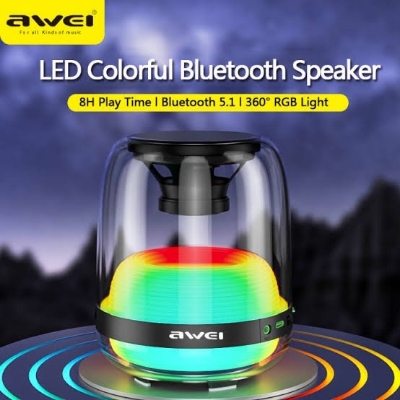 Picture of Awei Y386 Bluetooth Mini Speaker Colorful LED Subwoofer HiFi Sound Box Portable MP3 Music Sound Column For PC Smartphone-Aqua