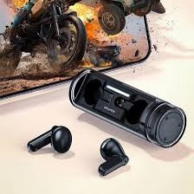 Picture of Awei T77 TWS Wireless Earphone Double Mic ENC Bluetooth 5.3 with Rotating Charging Case Noise Cancelling Earbuds-Black