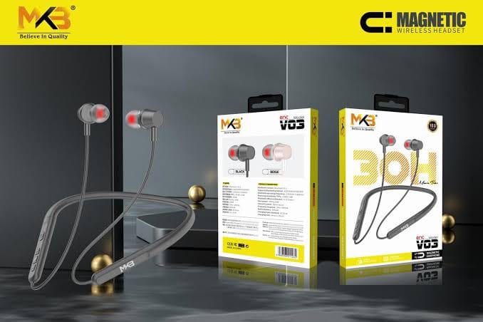 Picture of MKB V03 Magnetic Waterproof ENC Wireless Neckband-Black