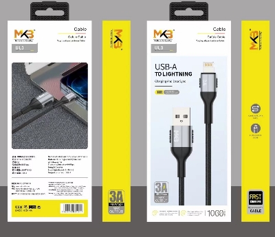 Picture of MKB UL3 USB -LIGHTNING /3A FAST Cafule cable/ metal  1米/1M-Black