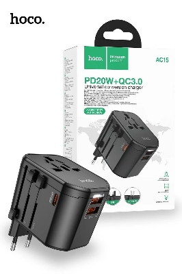 Picture of Hoco AC15 Walker 3-Port PD20W (1C2A) Universal Conversion Charger-Black