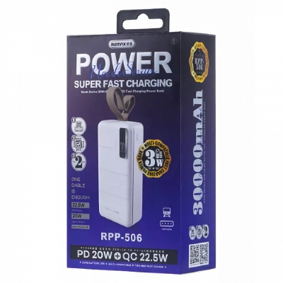 Picture of REMAX RPP-506 NOAH SERIES 30000MAH PD20W+ QC22.5W PD+QC FAST CHARGING POWER BANK-Black