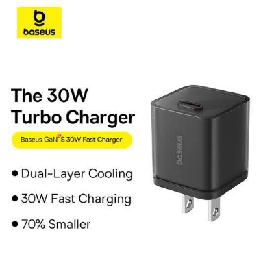 Picture of Baseus 30W Gan5s For iPhone 15 Series Charger with Cable-Black