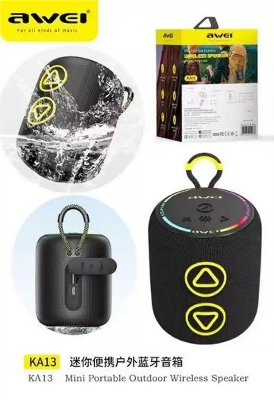 Picture of AWEI KA13 Mini Portable Outdoor Wireless Dynamic RGB Bluetooth Speaker-Black