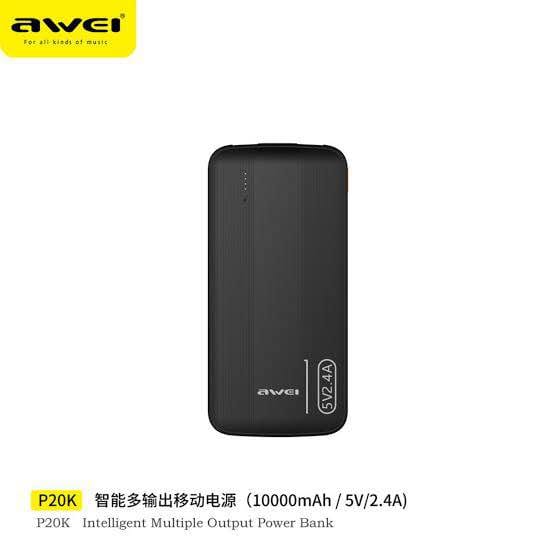Picture of Awei P20K 10000mAh Powerbank 2.4A-Black