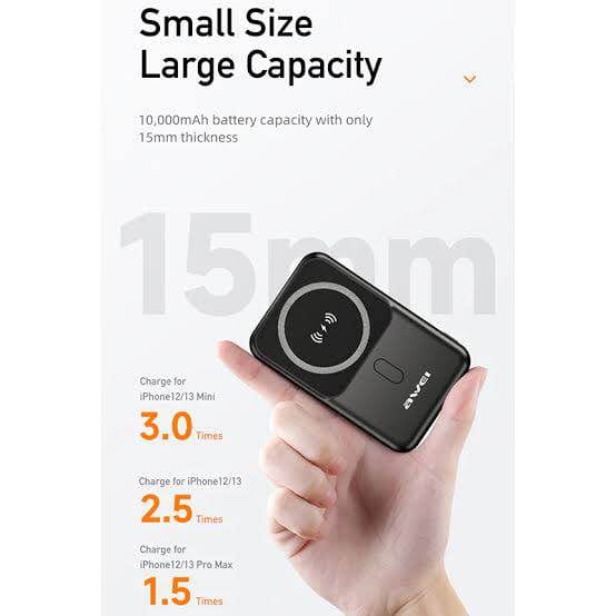 Picture of Awei P139K 10000mAh 15W Magnetic Wireless Power Bank-Black