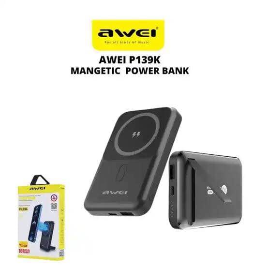 Picture of Awei P139K 10000mAh 15W Magnetic Wireless Power Bank-Black