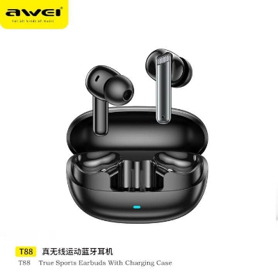 Picture of Awei T88 True Wireless Bluetooth Earphone 10mm Moving Coil Super Bass Spatial Sound Effects Earbuds 30 Hours Of Playback Time Ergonomic Design Gaming Headset-Black
