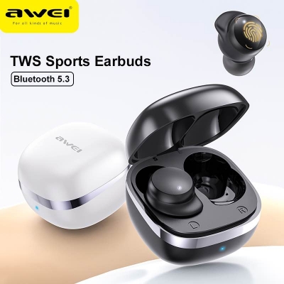 Picture of Awei T78 Bluetooth 5.3 Earphones Wireless 3D Stereo TWS Headphones with Microphones Game In-ear Headset Hifi HD Call Earbuds-Black