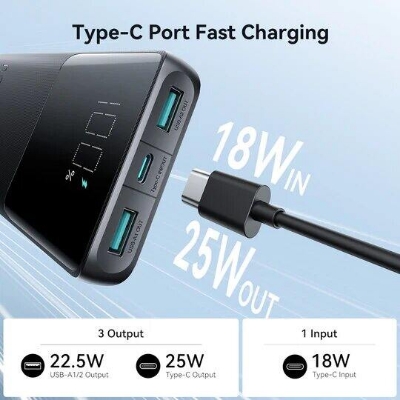 Picture of Joyroom JR-PBF20 25W 10000mah Digital Display Powerbank-Black