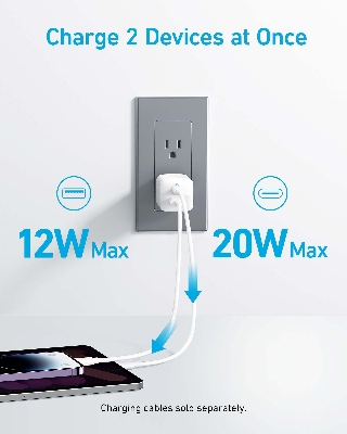 Picture of Anker 323 33W Fast Charging 2-in-1 Dual Port Foldable Charger Adapter-Black
