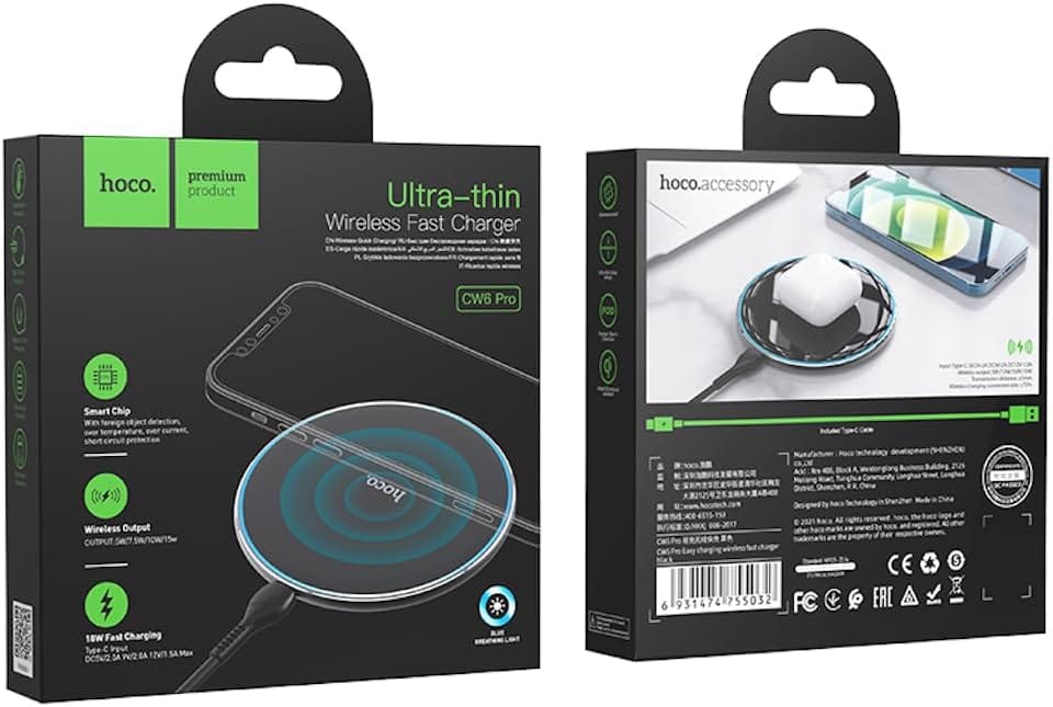 Picture of Hoco CW6 Pro Easy 15W Wireless Fast Charger-Black