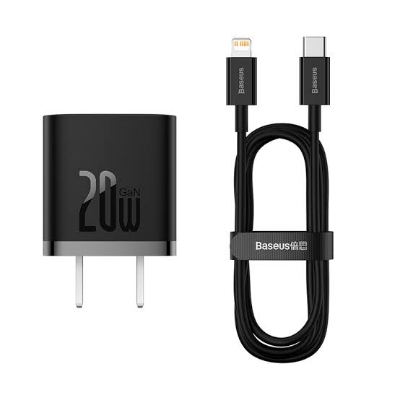 Picture of Baseus GaN5 Fast Charger 1C 20W with type c to iphone cable-Black