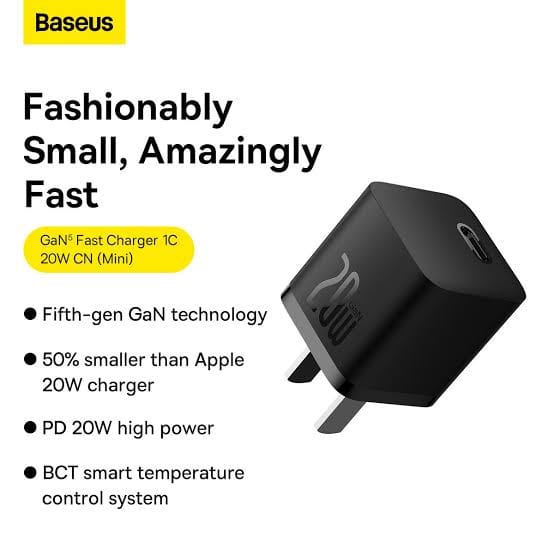 Picture of Baseus GaN5 Fast Charger 1C 20W with type c to iphone cable-Black