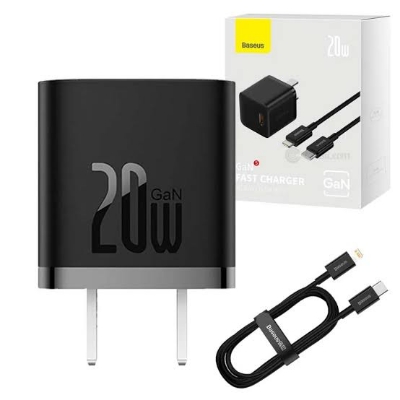 Picture of Baseus GaN5 Fast Charger 1C 20W with type c to iphone cable-Black