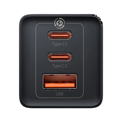 Picture of BASEUS GaN5 Pro Fast Charger 2C+U Three Ports 65W with Type C Cable-Black