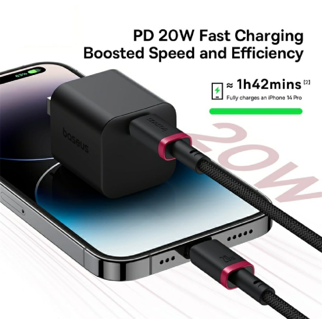 Picture of Baseus Dura Series Type-C to ip 8 Pin 20W Fast Charging Cable 1m (C-B)-Black