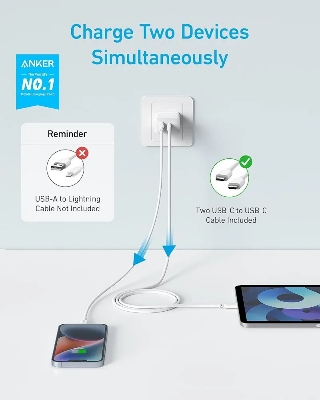 Picture of Anker 20W PD Dual Port Wall Charger (A2348)-White