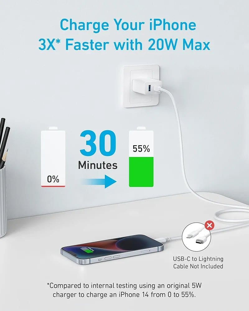 Picture of Anker 20W PD Dual Port Wall Charger (A2348)-White