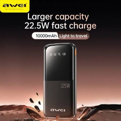 Picture of Awei P10K 10000mah 22.5W Fast Charging Digital Display Power Bank-Black