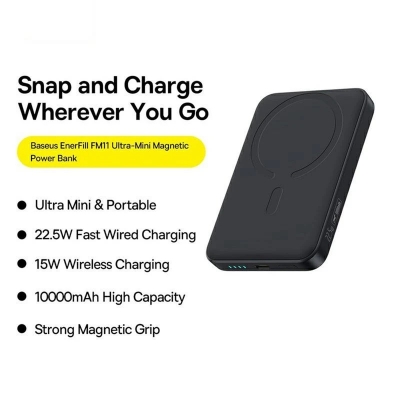 Picture of Baseus 22.5W 10000mah Magnetic Wireless Power Bank-Black