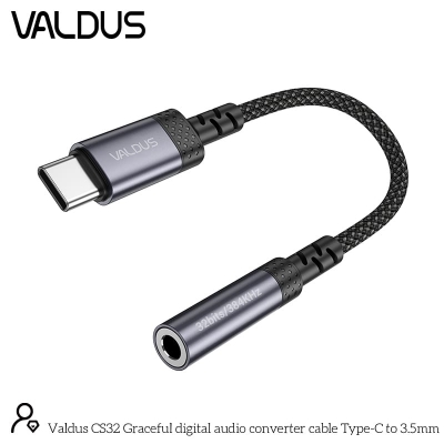 Picture of Valdus Type-C to 3.5mm Audio Adapter Dongle For all Phone (CS32)-Black