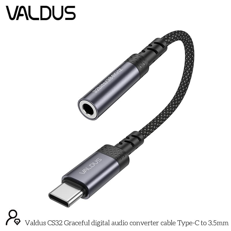 Picture of Valdus Type-C to 3.5mm Audio Adapter Dongle For all Phone (CS32)-Black