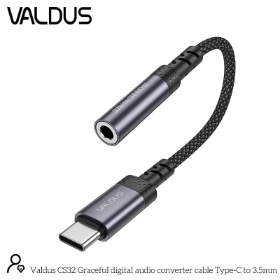 Picture of Valdus Type-C to 3.5mm Audio Adapter Dongle For all Phone (CS32)-Black